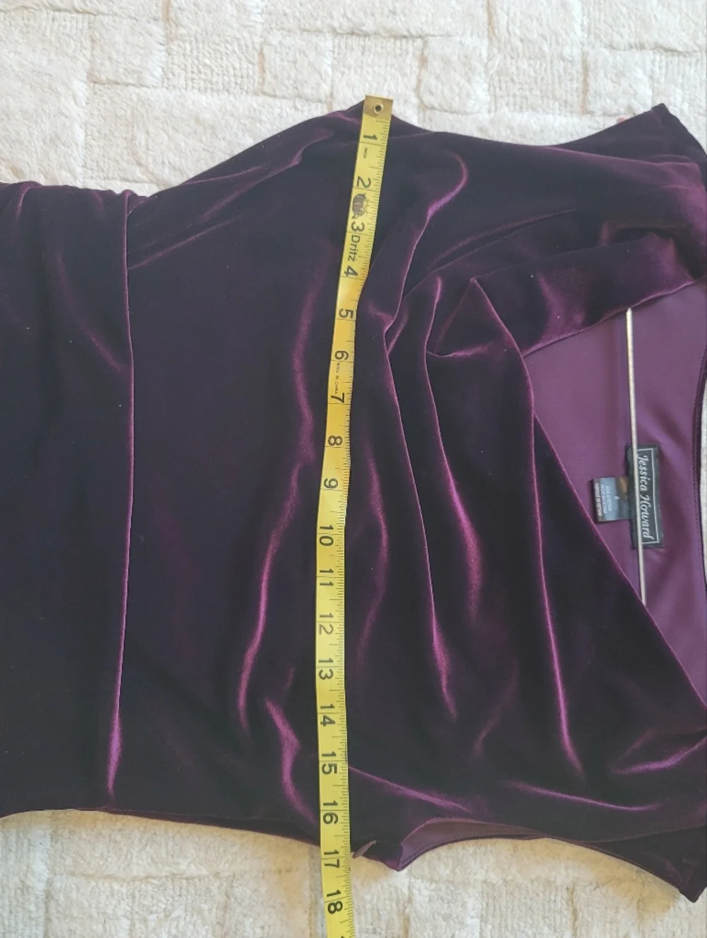 JESSICA HOWARD Plum Velvet Cowl Neck Cocktail Dress Small Defect Size 8